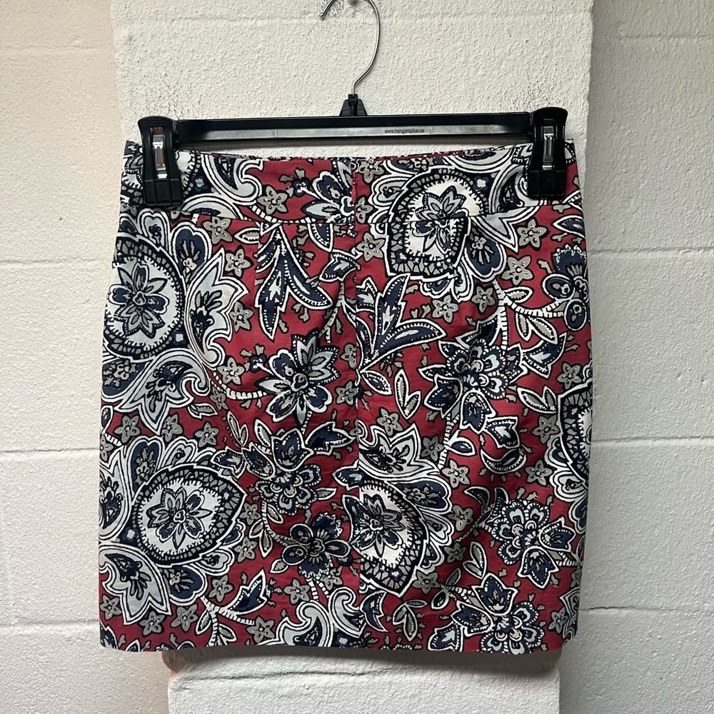 LOFT Burgundy and Navy Paisley Mini Skirt - Picture 3 of 4